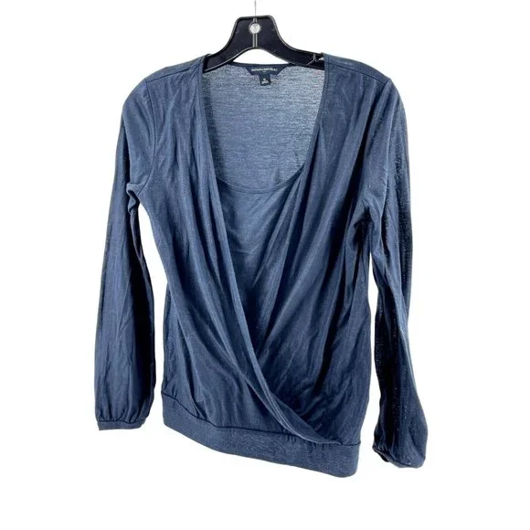 Banana Republic Women's Navy Blue Long Sleeve Wrap Top Shirt Size XS - Picture 1 of 10